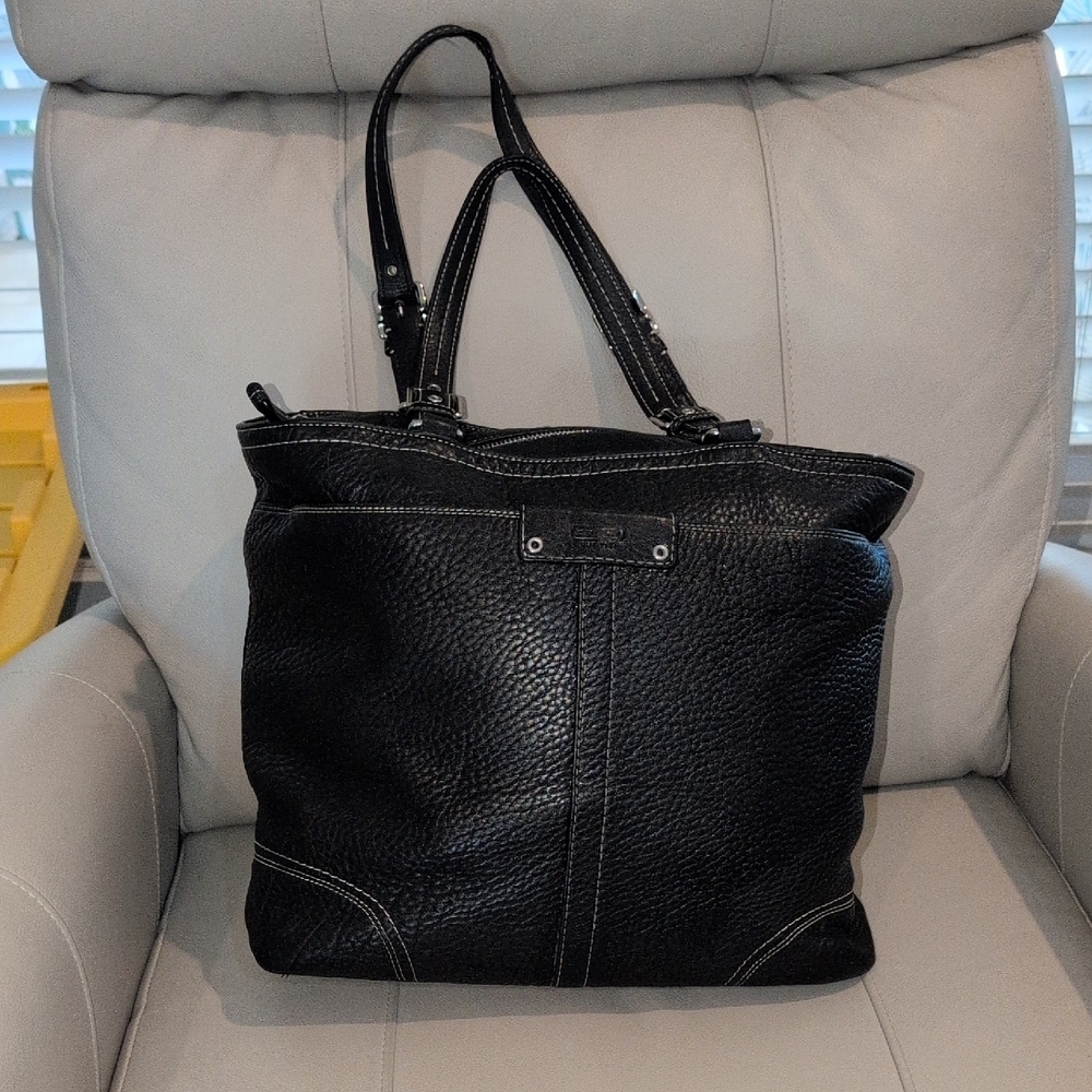 2009 Coach Black Pebble Leather Tote Bag